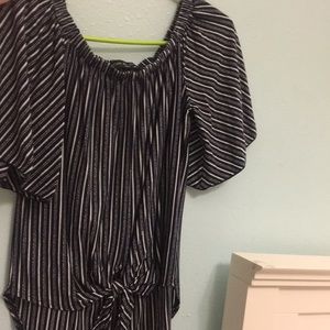 Off the shoulder tie shirt